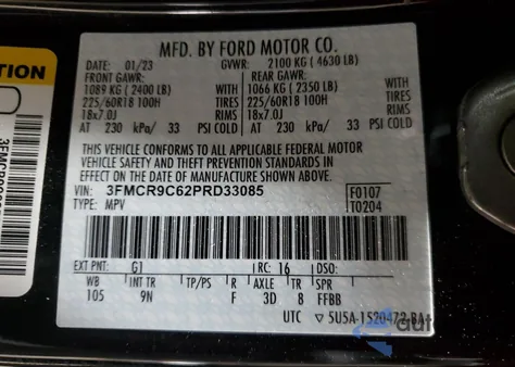 2023 Ford Bronco Sport Outer Banks from USA, damaged, VIN 3FMCR9C62PRD33085